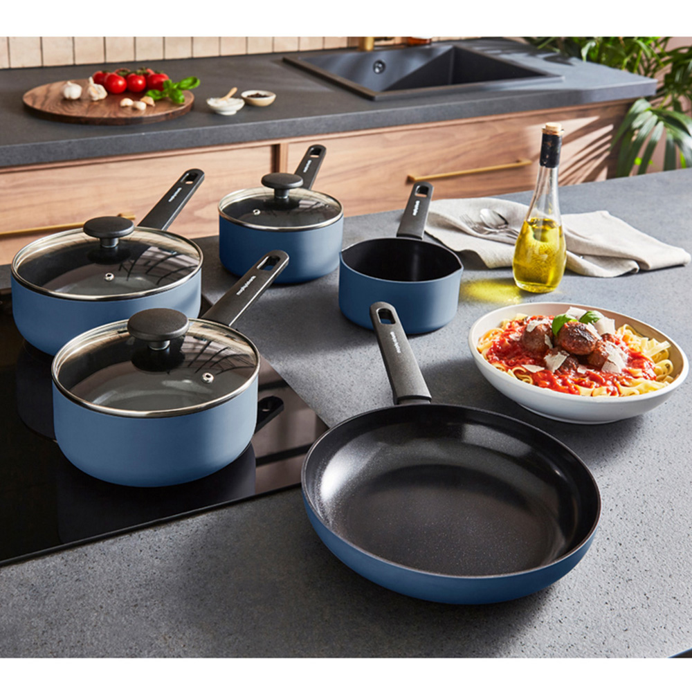 Morphy Richards Blue Recycled Aluminium 5 Piece Saucepan Set Image 2