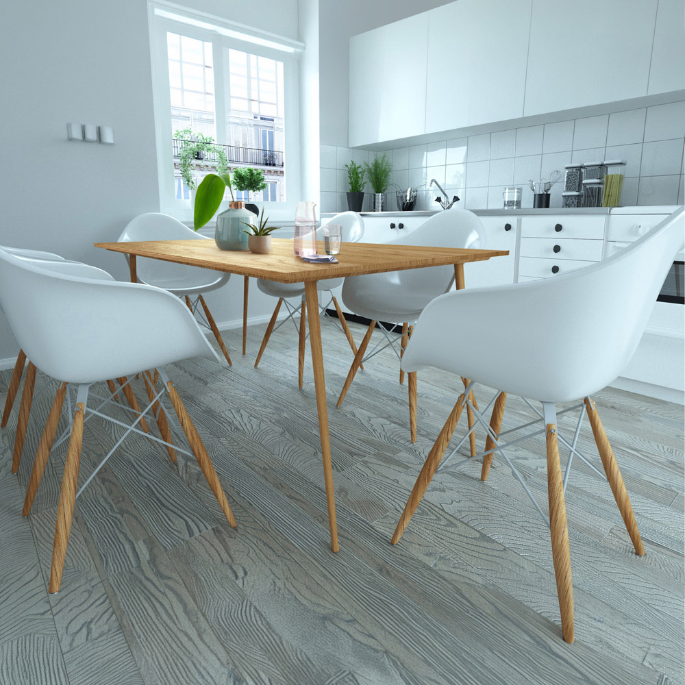 Loft24 Monza 6 Seater Oak Rectangular Dining Table with Metal Legs Image 7