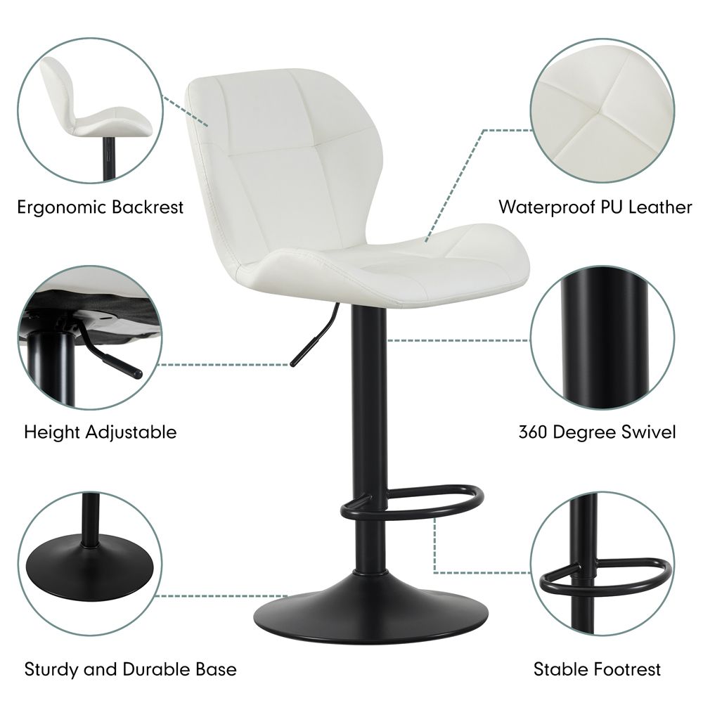Stella Cream Height Adjustable Bar Stool with Footrest Set of 2 Image 3