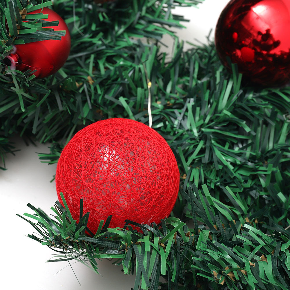 Living and Home Christmas Garland with Red Baubles Bow and Pinecones 270cm Image 5