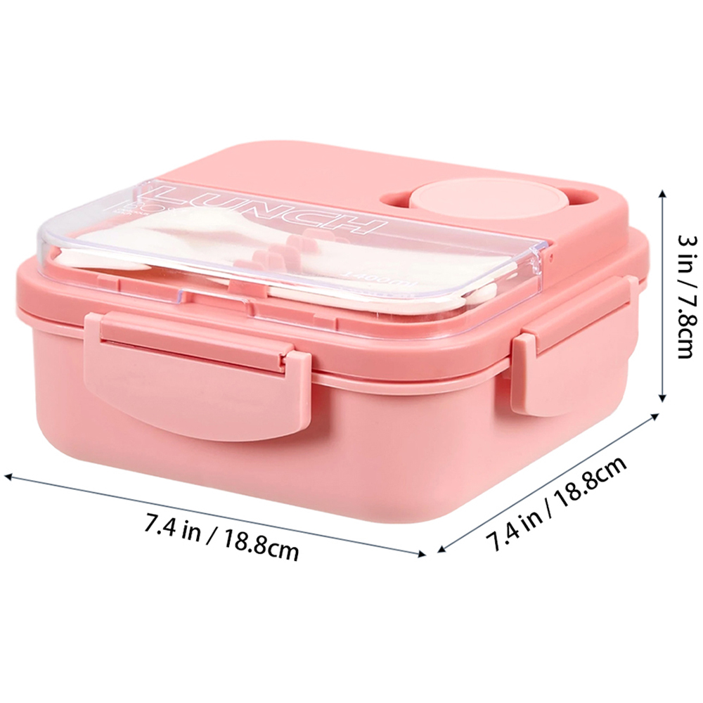 Living and Home 1.4L Pink Lunch Box with Cutlery Set Image 8