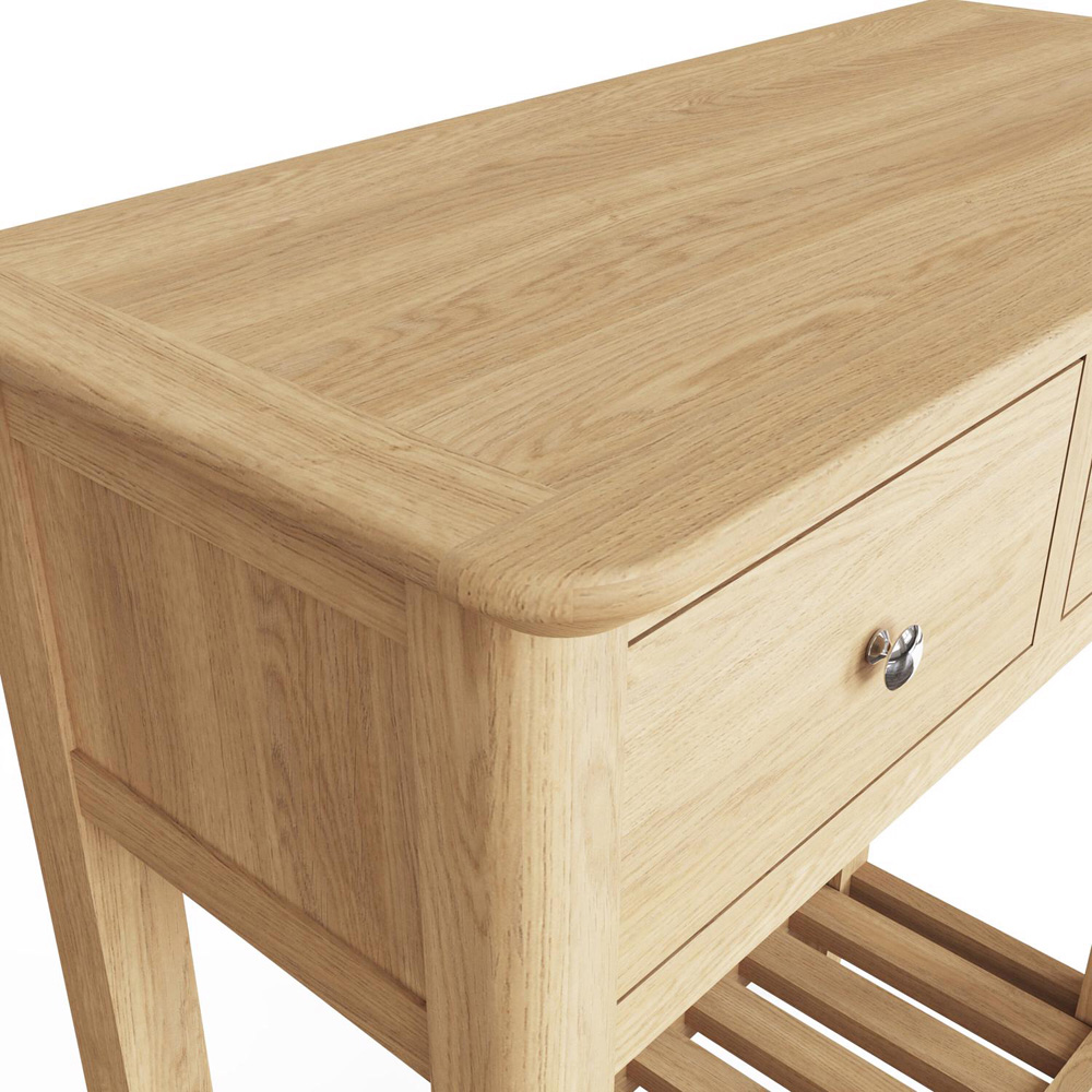 FWStyle 2 Drawer Single Shelf Natural Oak Ash Veneer Hallway Console Table Image 5