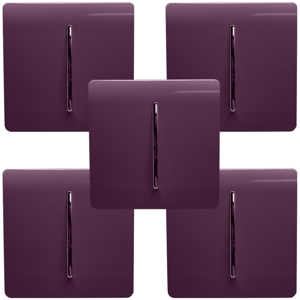 Trendi Switch 1 Gang 1 or 2 Way Plum Purple Rocker Light Switch 5 Pack Image 1