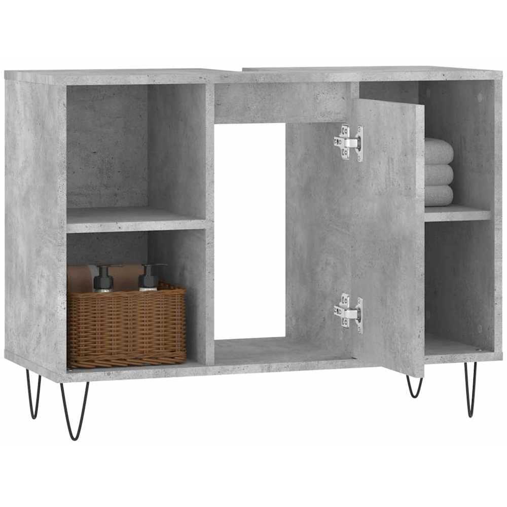 vidaXL Single Door 4 Open Shelf Concrete Grey Bathroom Cabinet Image 4