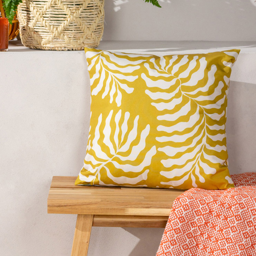 furn. Tocorico Mustard Tropical UV and Water Resistant Outdoor Cushion Image 2