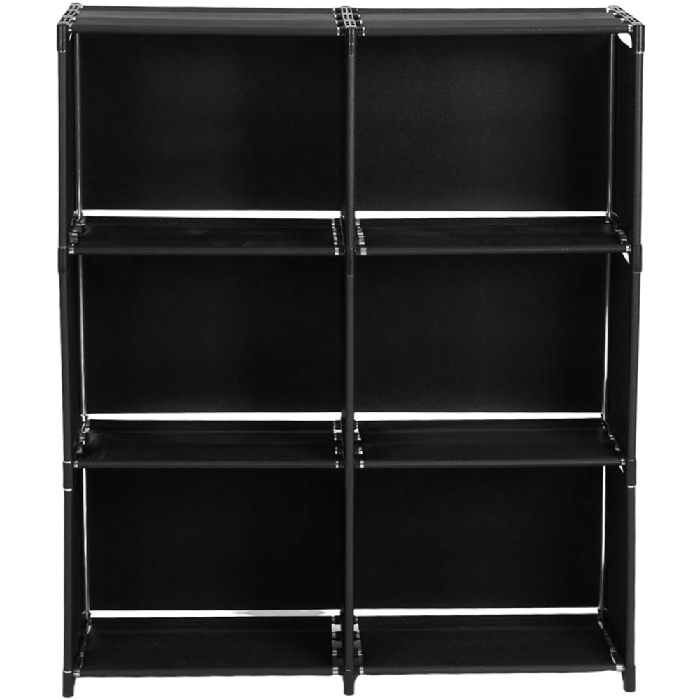Living and Home 3-Tier Black Double Row Storage Shelf with Metal Frame Image 1