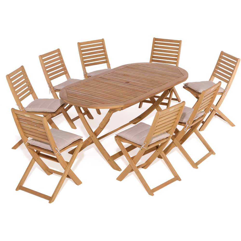 Rowlinson Ashdown 8 Seater Oval Folding Dining Set with Cushions Image 2