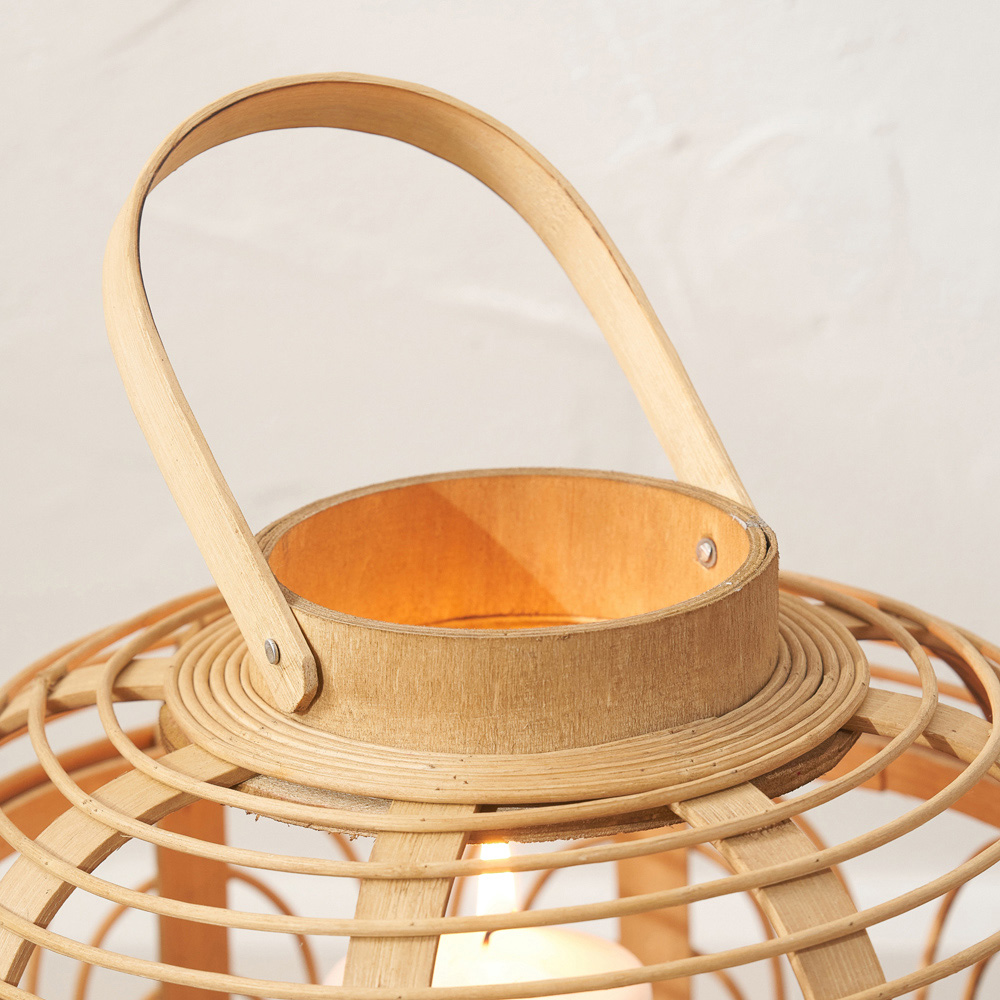 Pacific Lifestyle Natural Bamboo and Glass Lantern Large Image 3