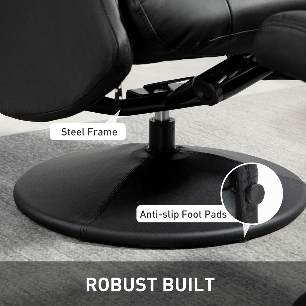 Portland Black Swivel Recliner Chair with Footstool Image 5