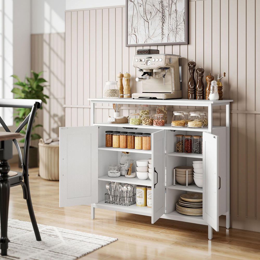 Portland 3 Door Single Shelf White Industrial Kitchen Sideboard Image 2