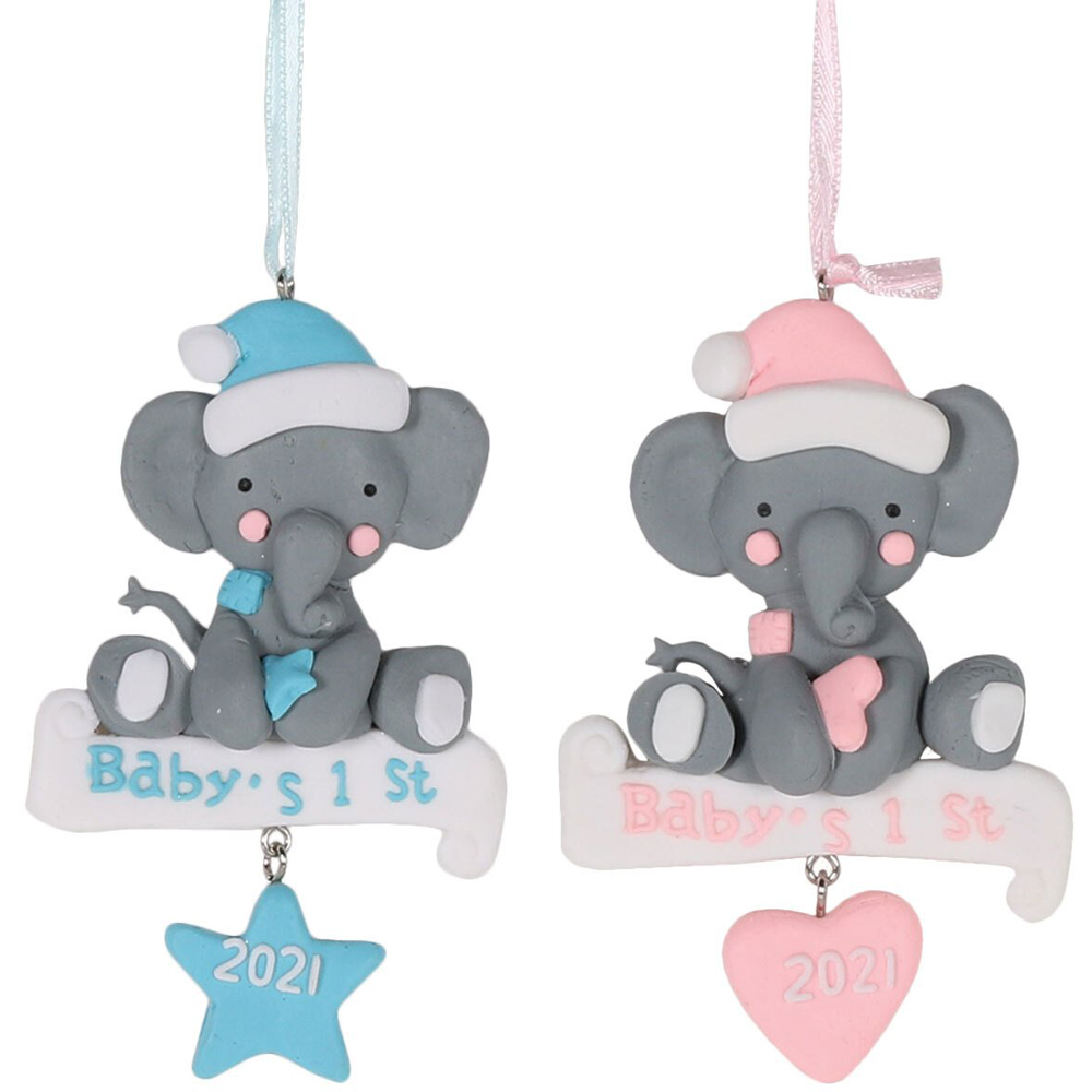 Baby's First Christmas Elephant With Heart or Star Image