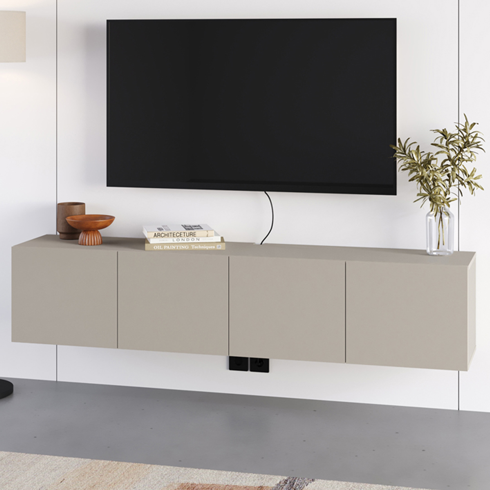 Decortie Combe 4 Door Sandstone Wall-Mounted TV Unit Image 1