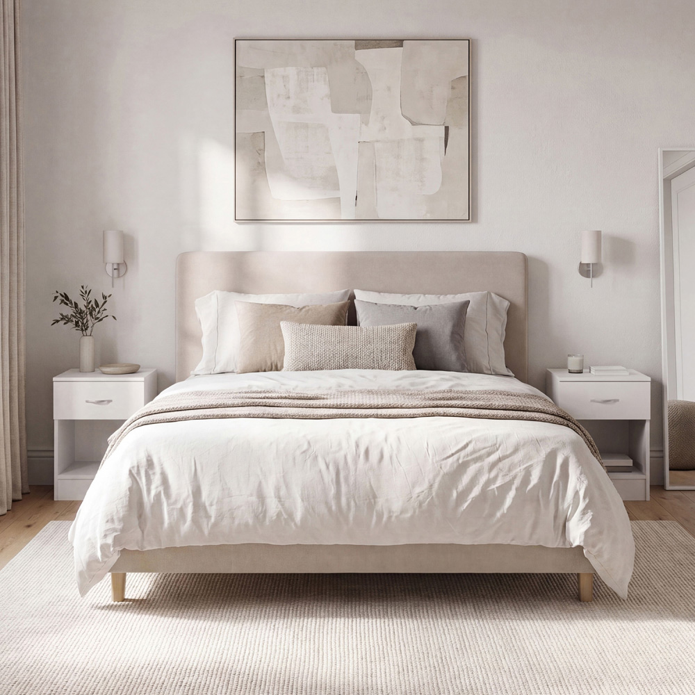 Vida Designs Riano Single Drawer Single Shelf White Melamine Finish Bedside Table Set of 2 Image 4