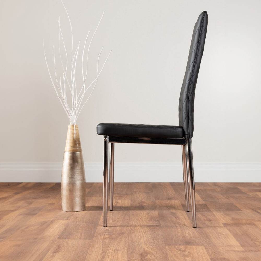 Furniturebox Arona Valera 6 Seater Round Dining Set Black and Chrome Image 3