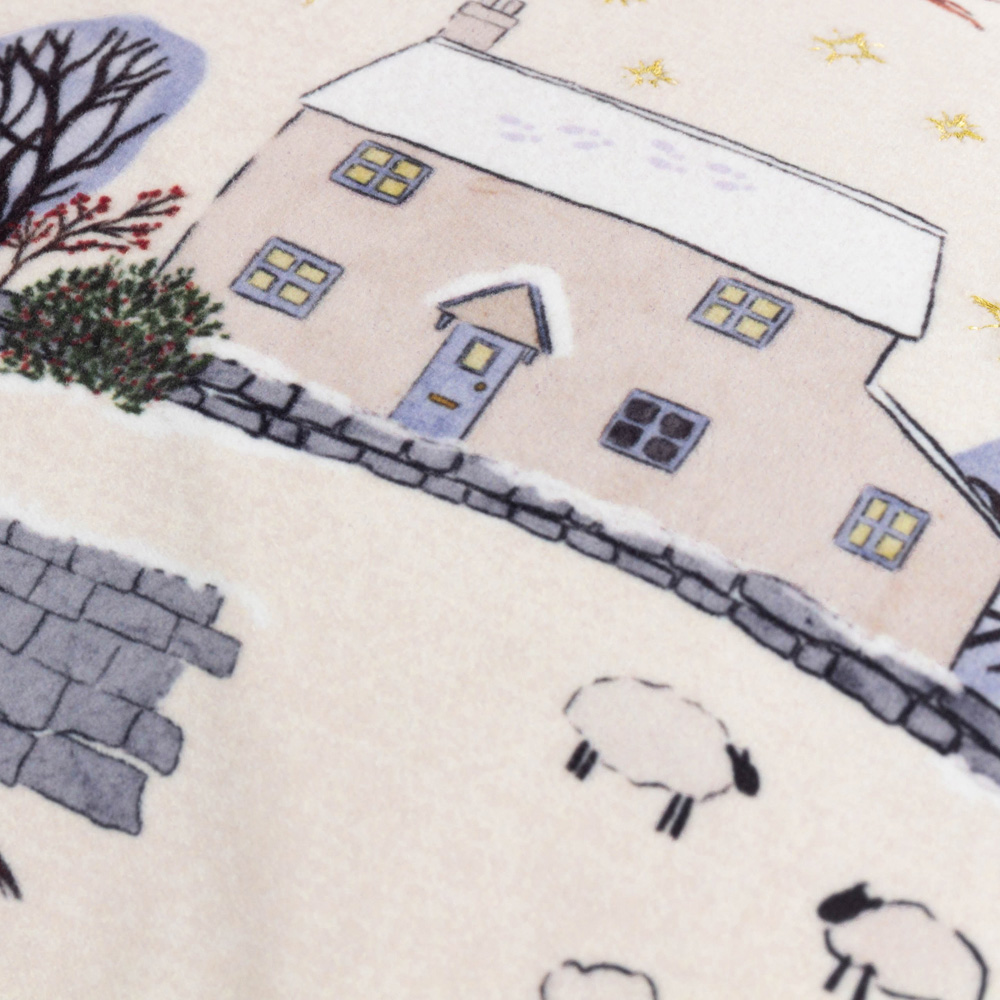 Furn Cotswold Christmas Embroidered Cream and Burgundy Velvet Cushion 30 x 50cm Image 5