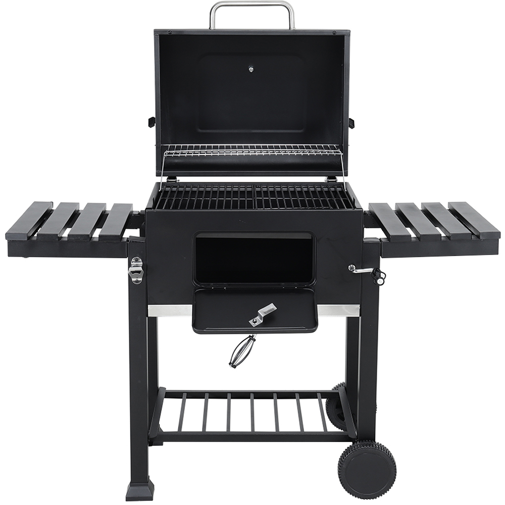 Living and Home Outdoor BBQ Charcoal Grill with Side Tables Image 3