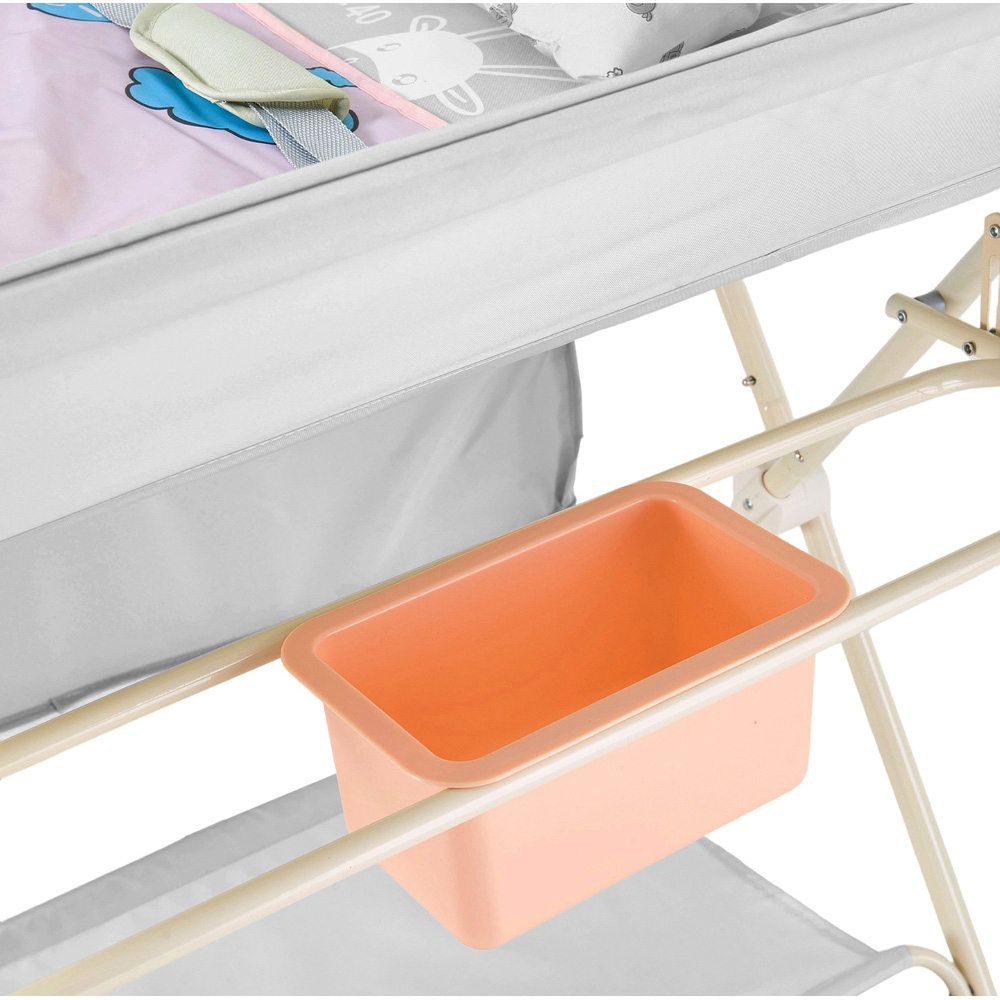 H&O Direct Grey Folding Baby Diaper Changing Table with Wheels Image 4