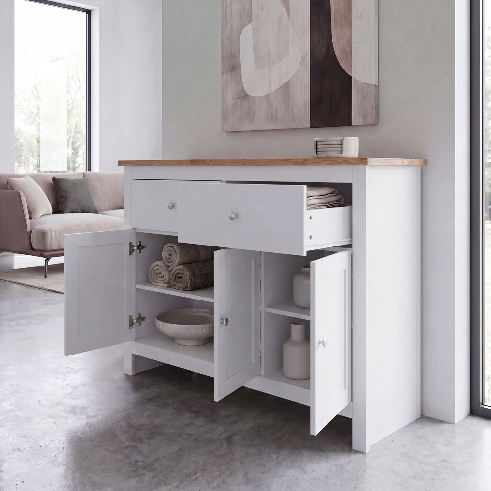 VIDA DESIGNS Arlington 3 Door 2 Drawer White Sideboard Image 3