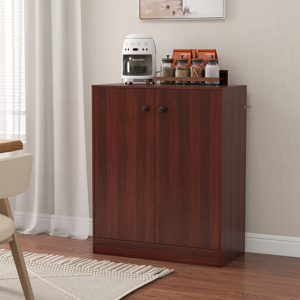 Costway 2 Door Brown Storage Cabinet Image 4