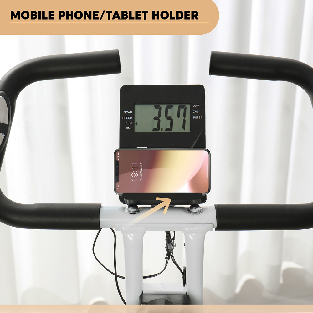 SPORTNOW Black and White Magnetic Resistance Quiet Folding Exercise Bike Image 6