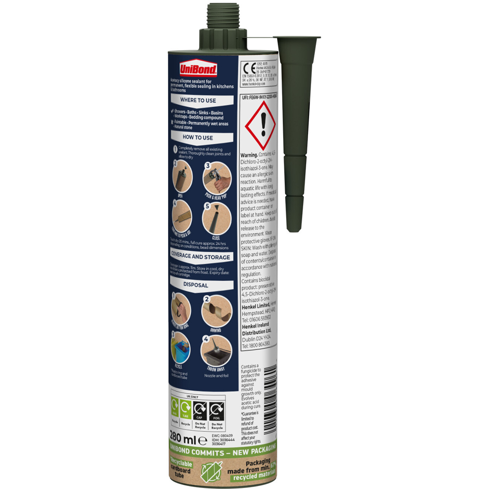 Unibond Sanitary Silicone Antimold Sealant White Image 2