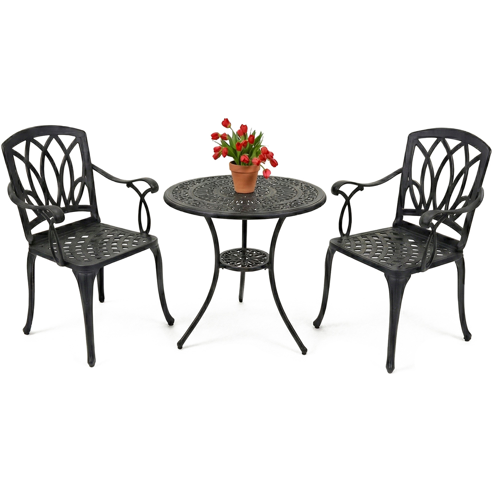 Centurion Supports Positano 2 Seater Black Aluminium Bistro Set with Table Image 2