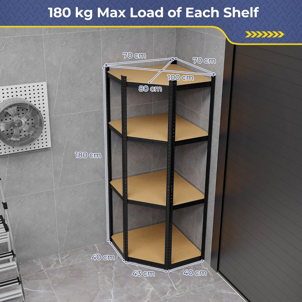 Costway 4 Shelf Black Heavy Duty Corner Shelving Unit Image 9