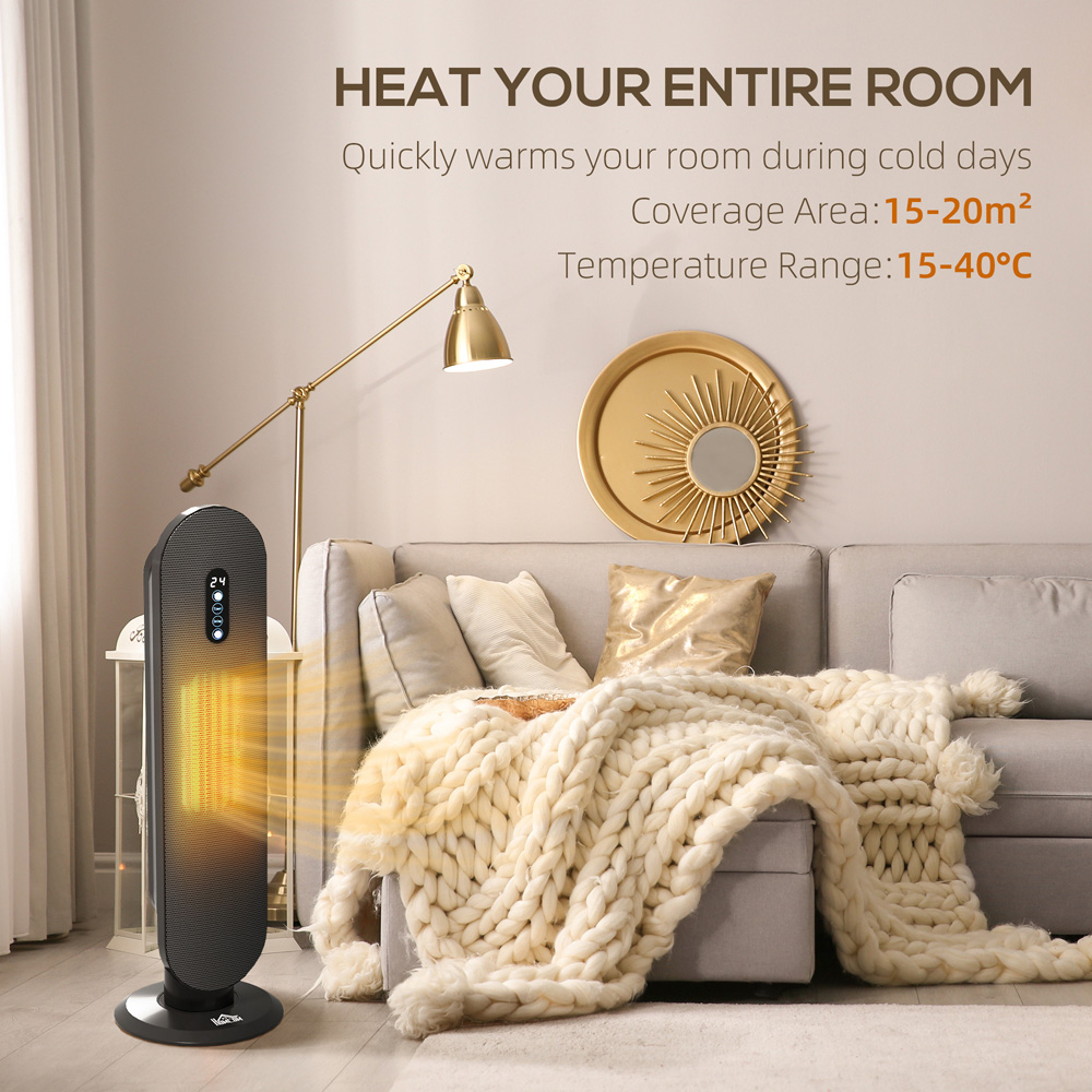 HOMCOM Black Ceramic Tower Heater 2000W Image 4