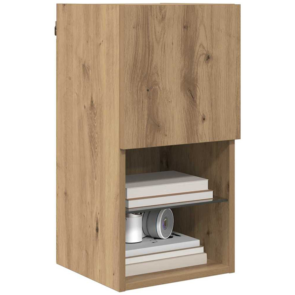 vidaXL Single Door 2 Shelf Artisan Oak Wall Mounted LED TV Unit Image 3