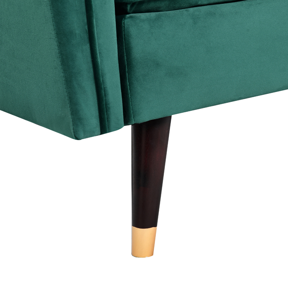 Comfy Living 3 Seater Green and Gold Plush Velvet Tufted Sofa Bed Image 6