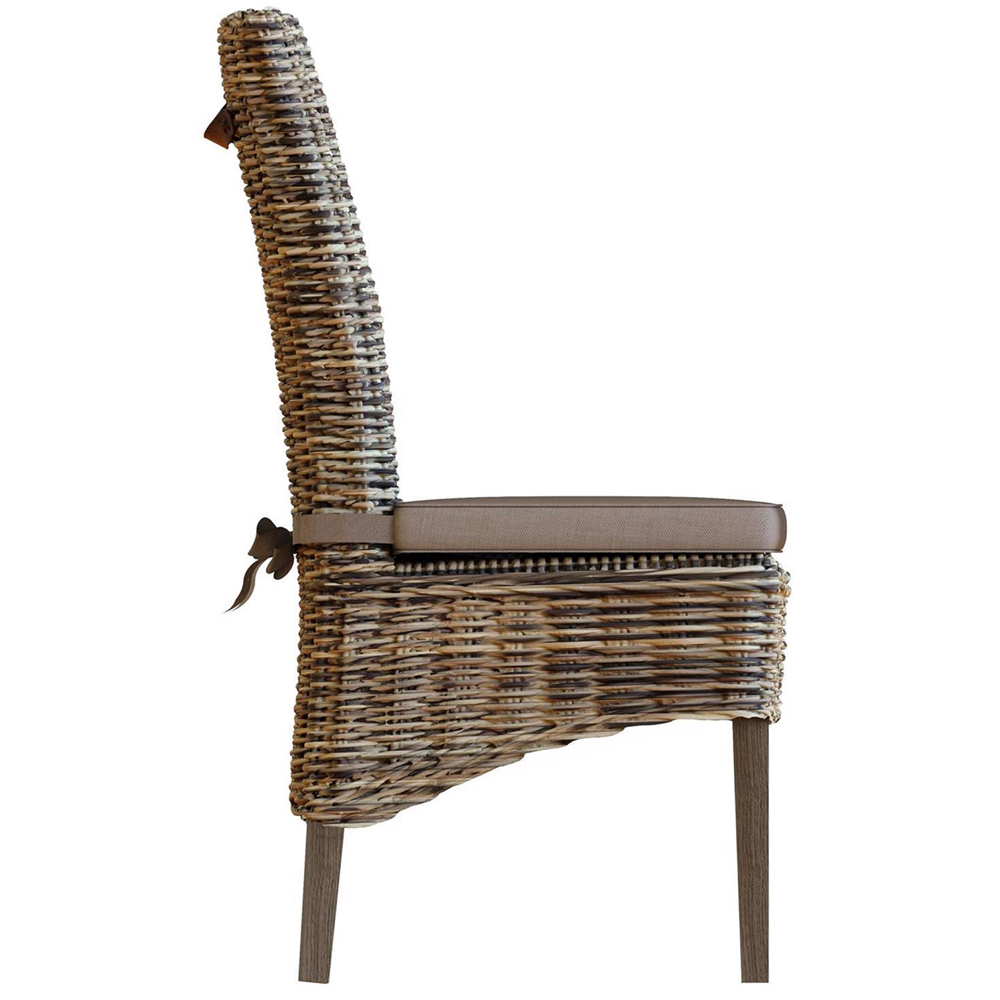 FWStyle Maya Set of 2 Grey Wash Kubu Rattan Solid Pine Handmade Dining Chairs Image 4
