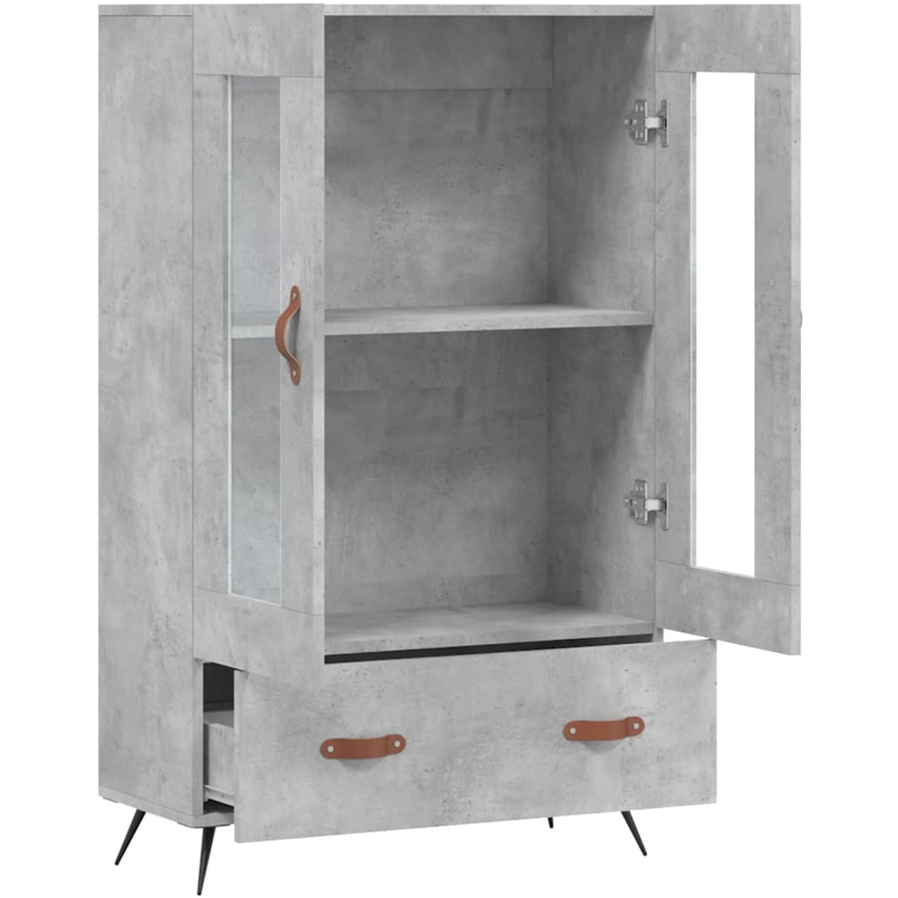 vidaXL 2 Glass Door Single Drawer Concrete Grey Highboard Image 5