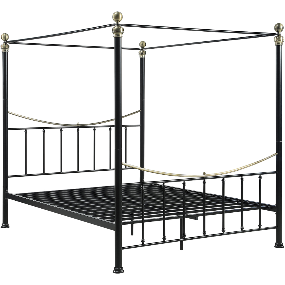 OAT Home Marylebone Double Black and Brass Metal 4 Poster Bed Frame Image 2