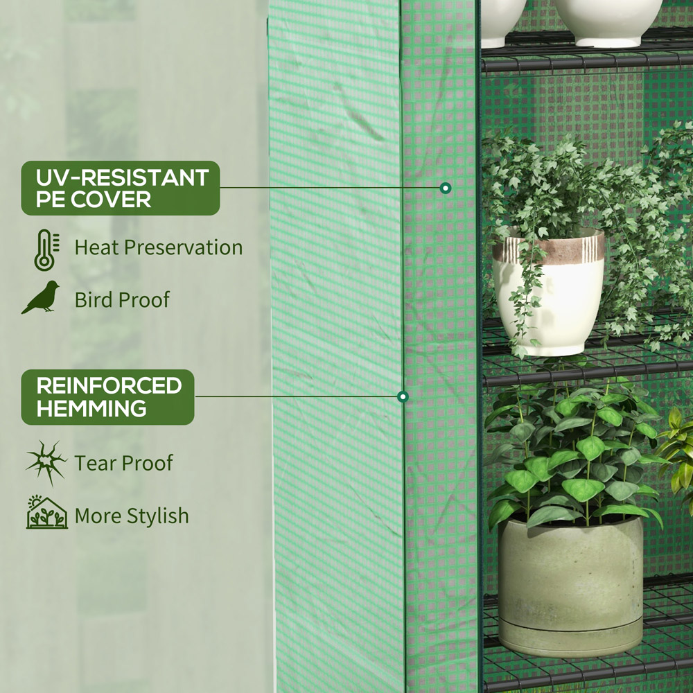 Outsunny 4 Tier Green Plastic 4 x 1.6ft Mini Greenhouse Image 5