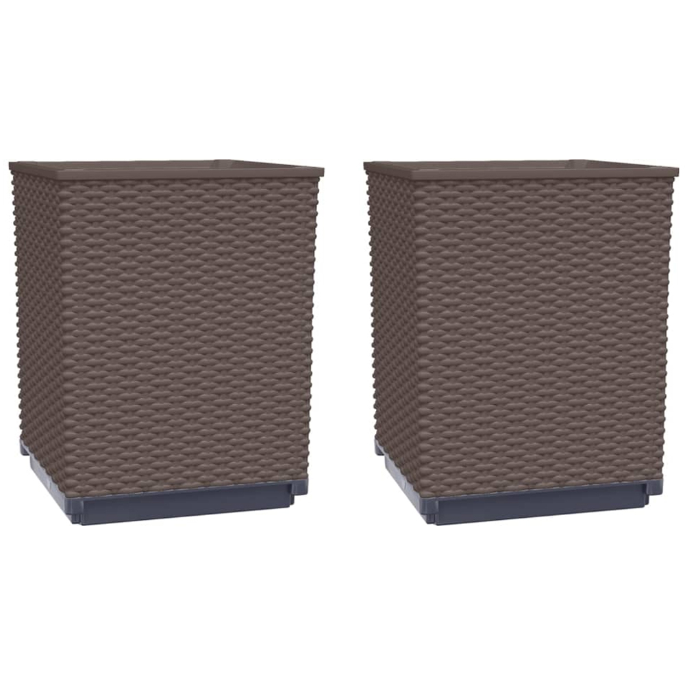 vidaXL Brown Polypropylene Garden Planter 37 x 30 x 30cm 2 Pack Image 4