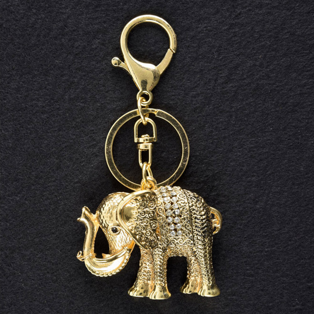Golden Elephant Key Charm Image 2