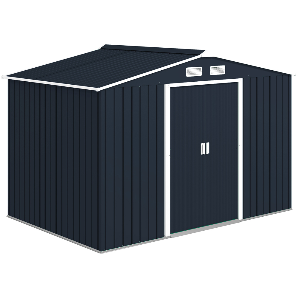 Outsunny 9 x 6ft Black Metal Apex Garden Shed Image 1