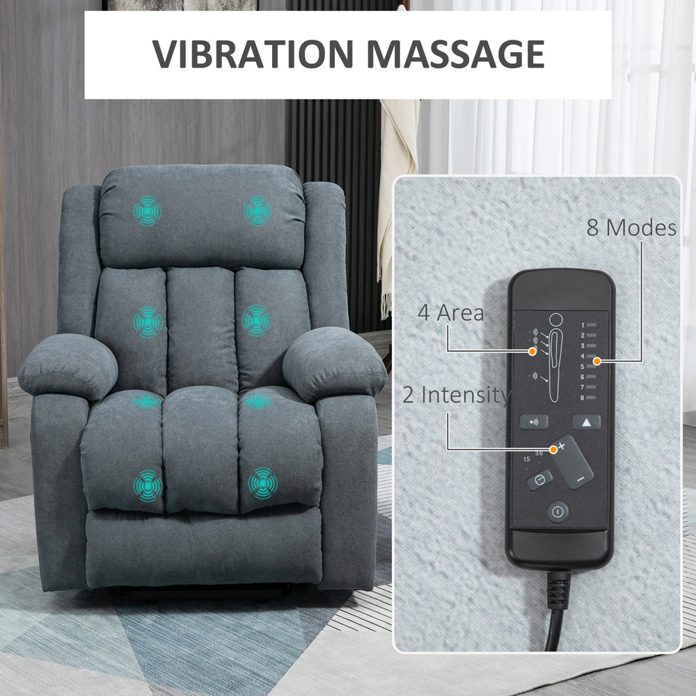 Portland Grey Oversized Recliner Chairs with Remote Control Image 6