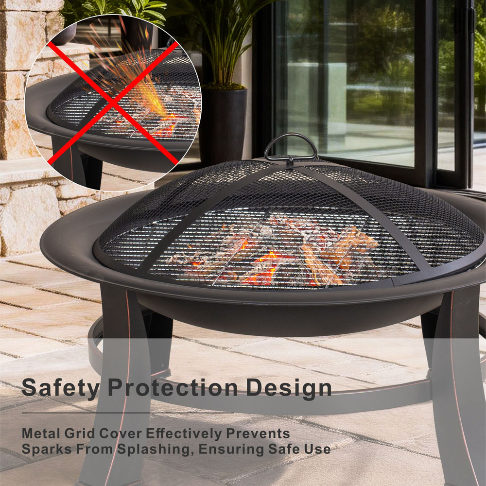 Direct Wicker Black Round Fire Pit Bowl with Full Accessory Kit 83cm Image 5