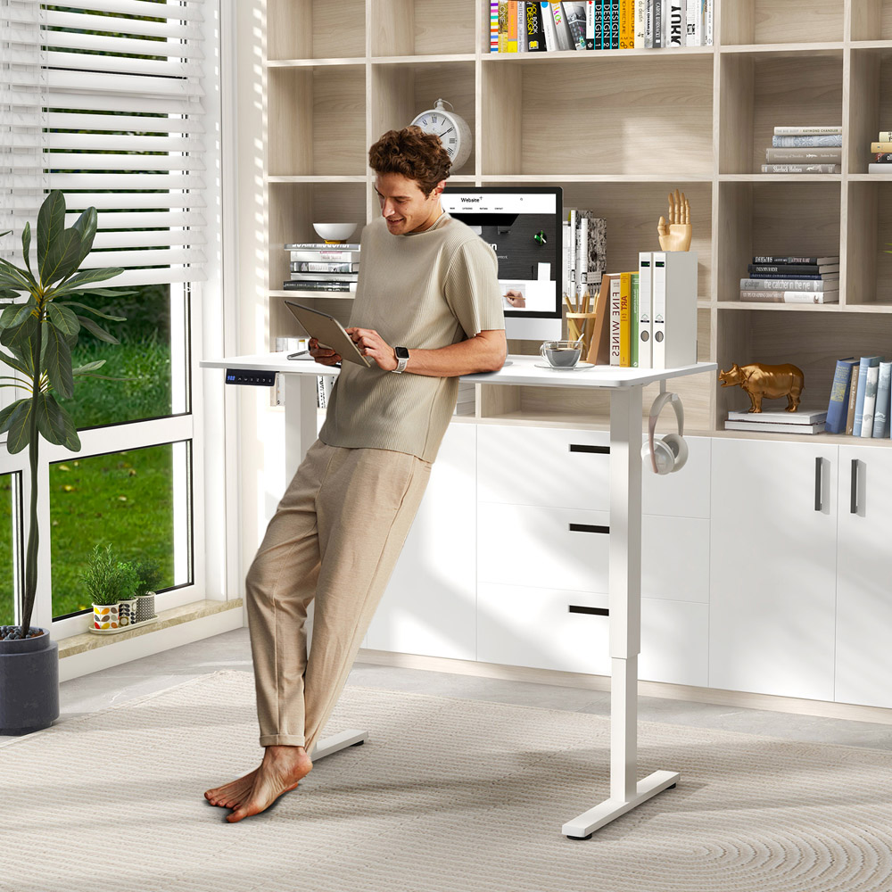 Costway Height Adjustable Standing Desk White Image 3