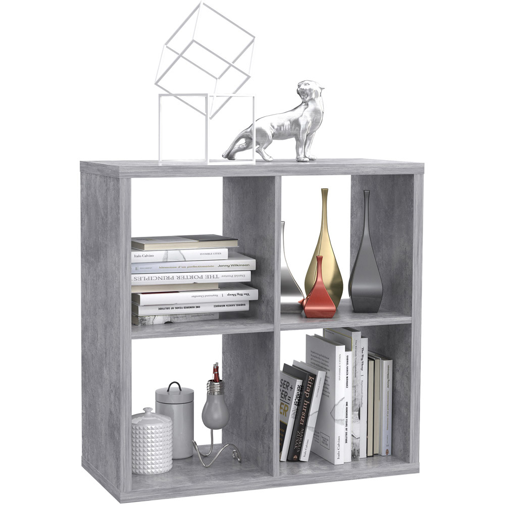 Florence Mauro 4 Shelf Concrete Grey Bookcase Image 3