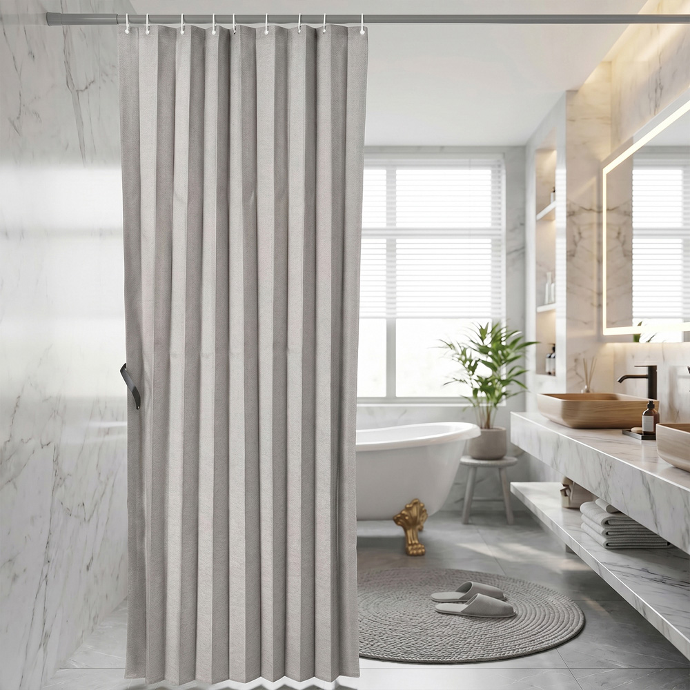 Living and Home Grey Faux Linen Semi-Sheer Pleated Folding Panel Curtain 120 x 200cm Image 7