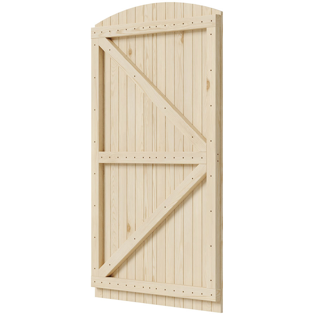 Living and Home Wooden Arch Top Garden Gate with Latch 3.4 x 5.9ft Image 1