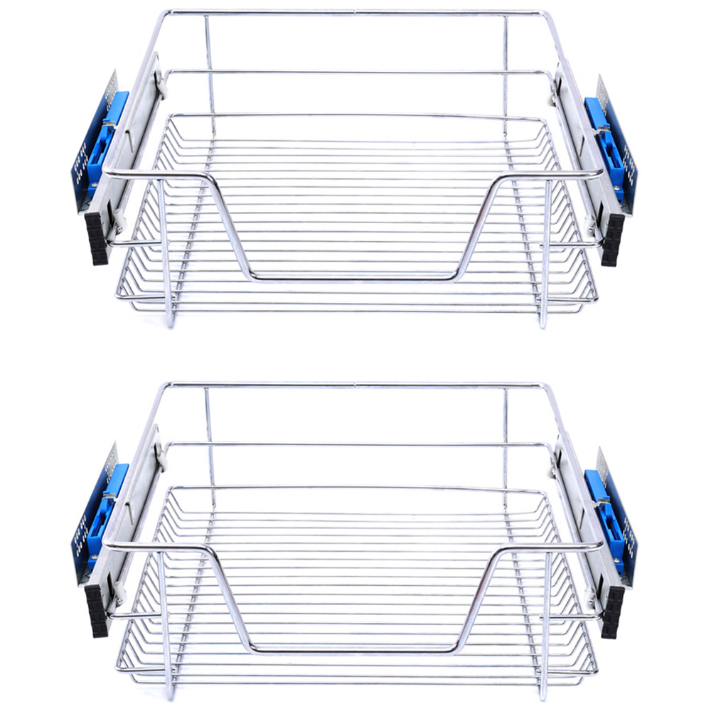Living and Home Metal Sliding Kitchen Cabinet Pull Out Basket Image 5