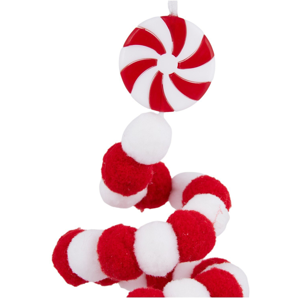 Candy Cane Pom Pom Tree DecorationRed Image 4