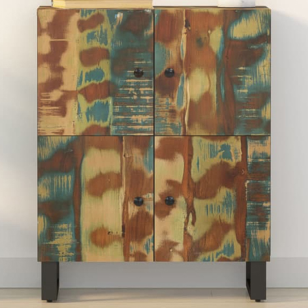 vidaXL 4 Door Multicolour Solid Reclaimed Wood Sideboard Image 1