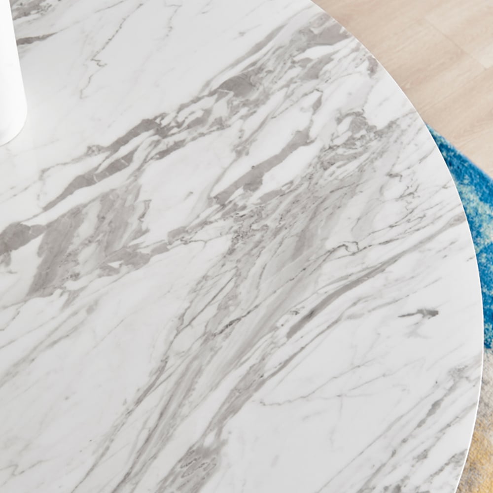 Furniturebox Arona 6 Seater Round Dining Table White Marble and Gold Image 2