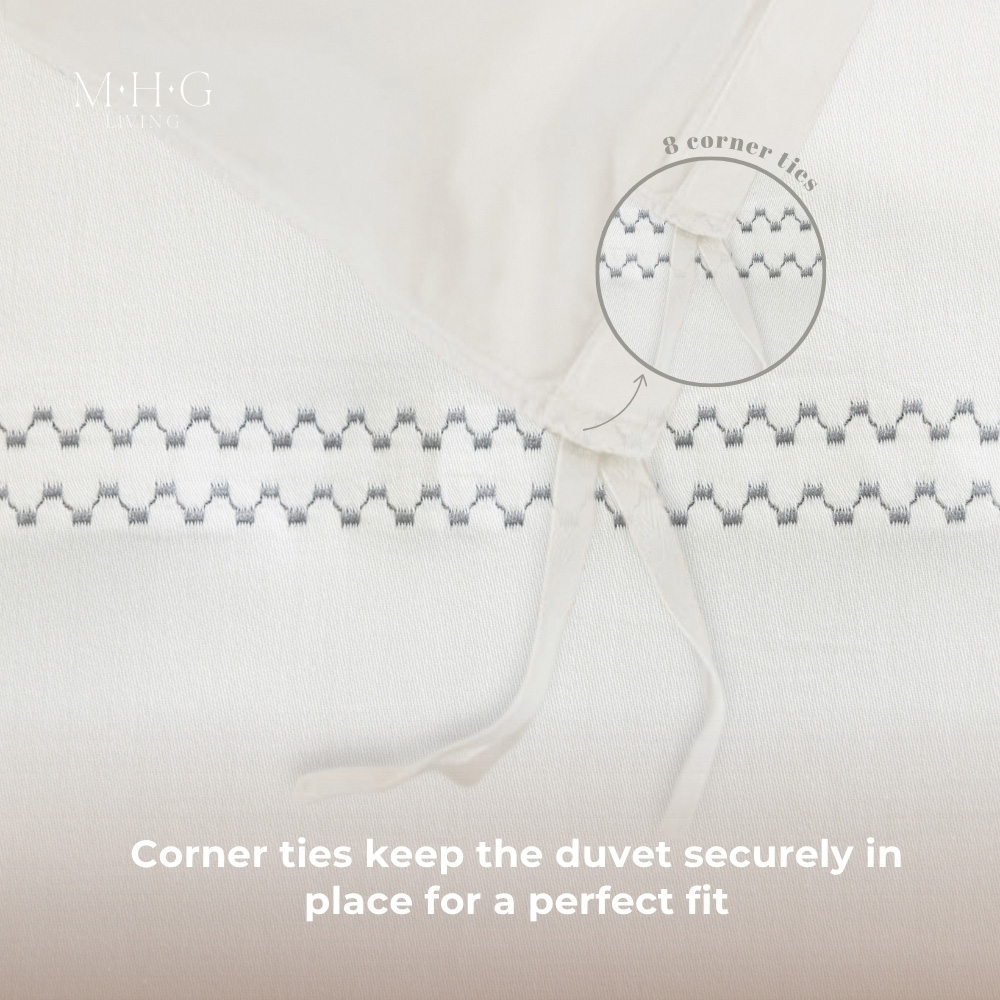 MHG Living King Size Oxford Grey 200 Thread Count Duvet Cover Set Image 5