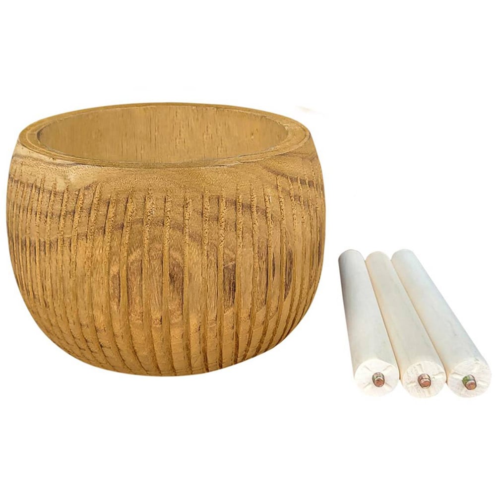 LECHUZA Hortico Ribbed Wooden Indoor Plant Pot 36 x 23cm 2 Pack Image 4