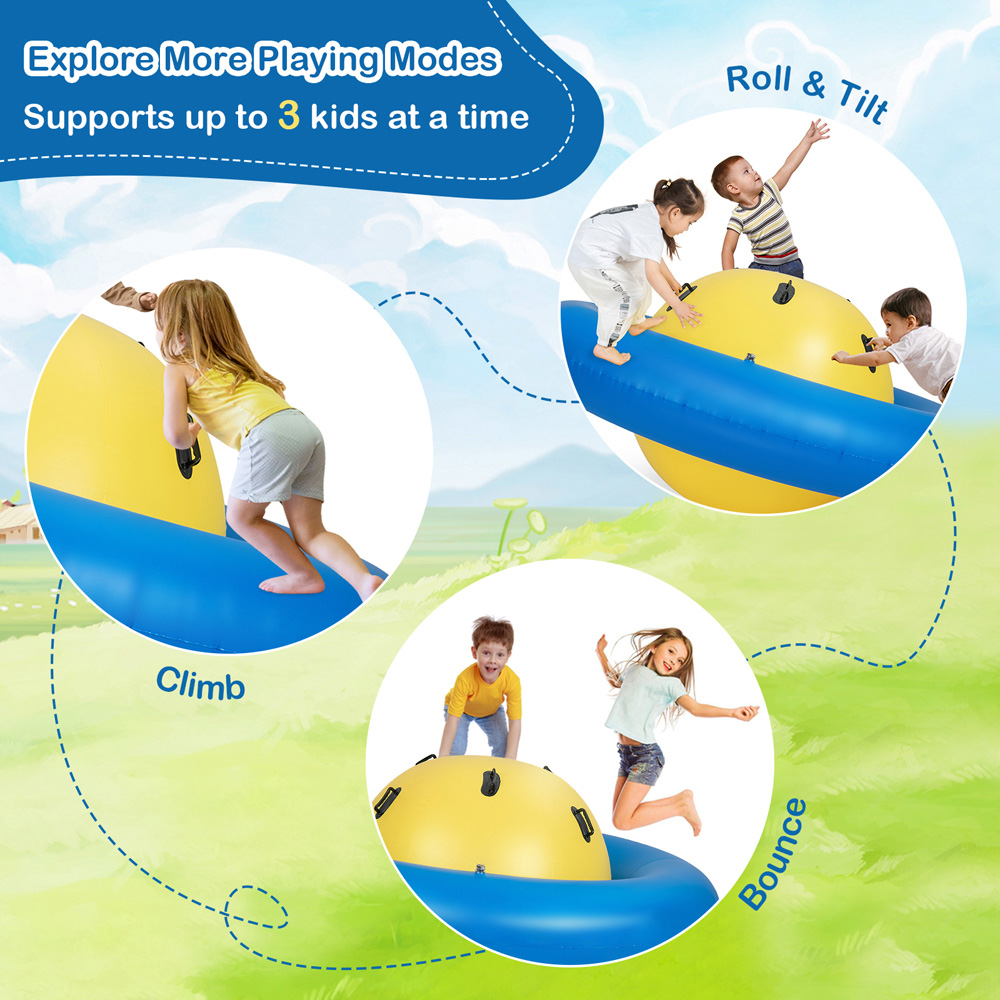 Costway Kids Yellow Inflatable Dome Rocker Bouncer with Handles Image 7